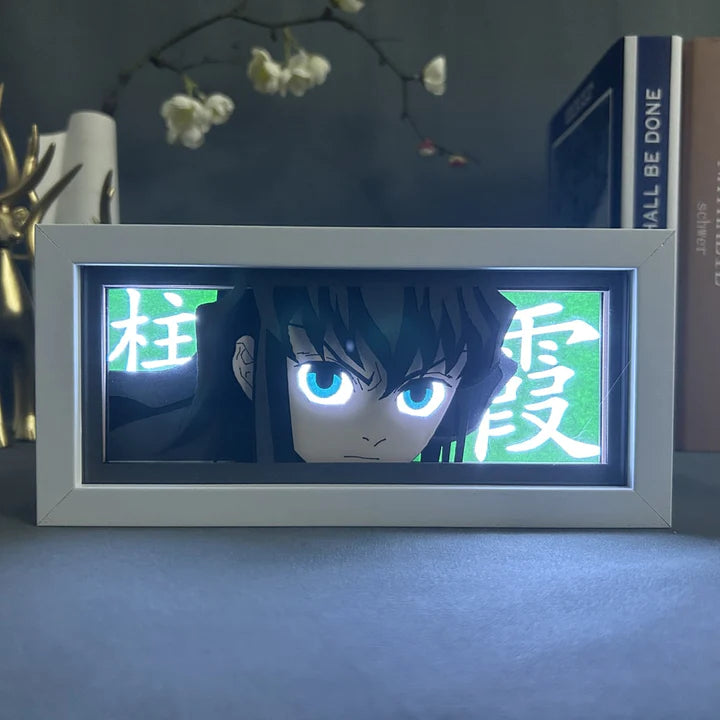 Demon Slayer Tokito Anime Light Box bercahaya dengan cahaya, lampu bilik kelihatan, oleh Myanimelightbox
