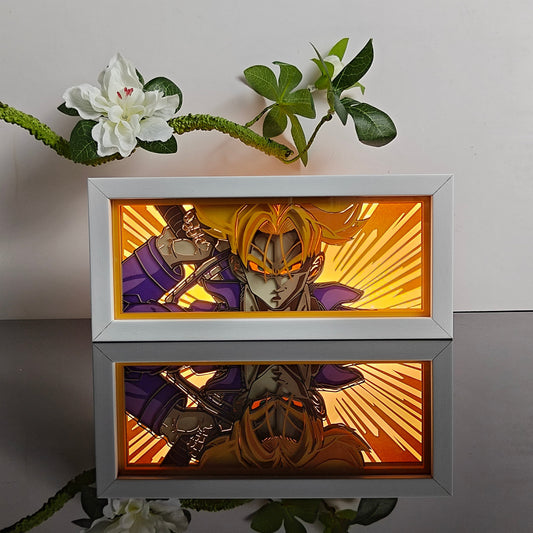 Dragon Ball Trunks Anime Light Box bercahaya dengan cahaya, lampu bilik kelihatan, oleh Myanimelightbox