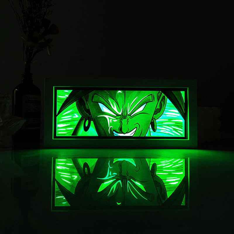 Dragon Ball Z Broly Rage Anime Light Box by Myanimelightbox, bercahaya di bilik gelap, pencahayaan dramatik
