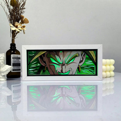 Dragon Ball Z Broly Rage Anime Light Box bercahaya dengan cahaya, lampu bilik kelihatan, oleh Myanimelightbox
