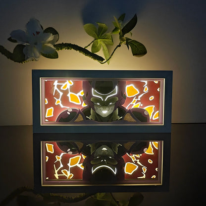 Dragon Ball Z Frieza anime light box by MyAnimeLightbox, glowing in dark room, dramatic lighting
