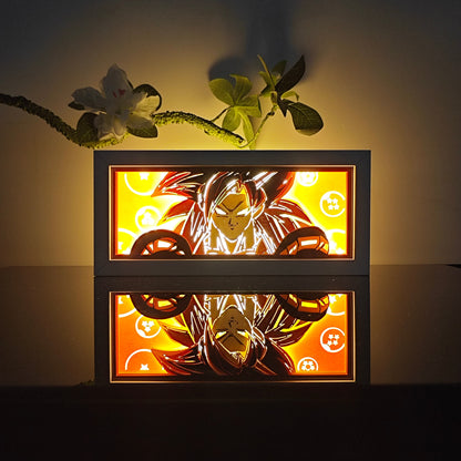 Dragon Ball Z Gogeta Super Saiyan anime light box by MyAnimeLightbox, glowing in dark room, dramatic lighting