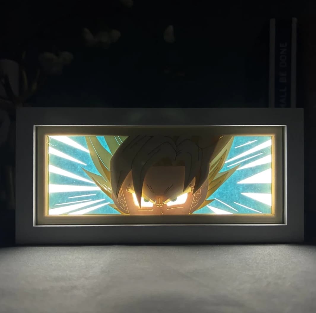 Dragon Ball Z Goku Anime Light Box od Myanimelightbox, zářící v temné místnosti, dramatické osvětlení