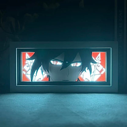Genshin Impact Zhongli Anime Light Box van MyanimelightBox, gloeiend in donkere kamer, dramatische verlichting
