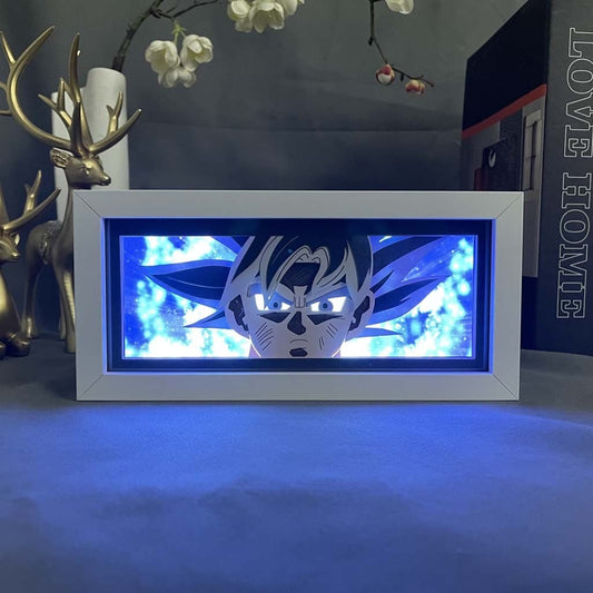 Kotak cahaya anime cahaya goku biru oleh myanimelightbox, dihidupkan dengan cahaya bilik ambien