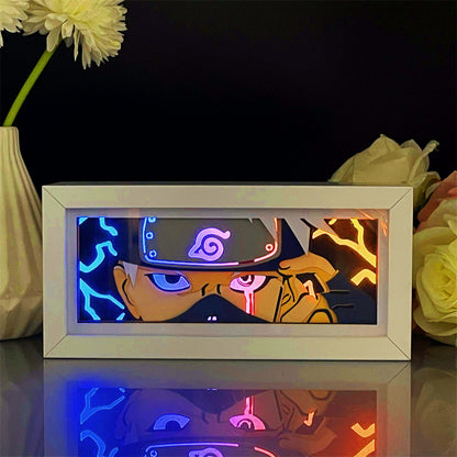 Special edition Naruto Kakashi light box featuring a dual-tone LED design with vivid blue and white lighting, perfect for anime decor and unique gifts for anime lovers.