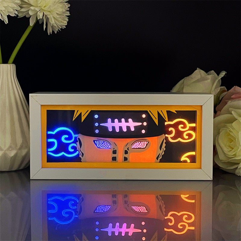 Six Paths Pain light box special edition with crimson and black dual-tone LED lighting, perfect for anime room decor and gifts for anime lovers.