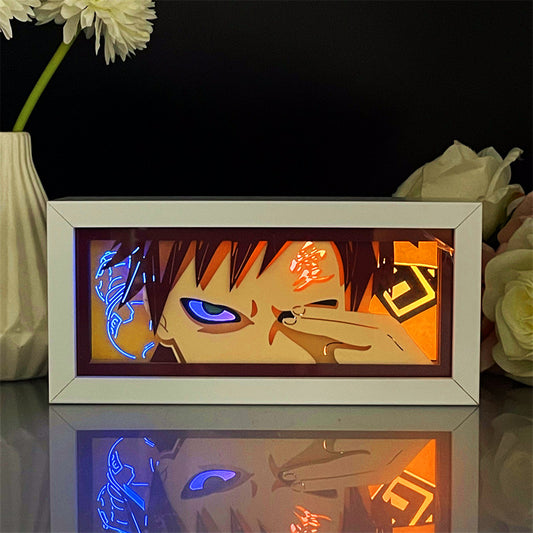 Gaara Light Box Special Edition featuring detailed artwork illuminated by LED lighting, ideal for anime room decor and fans of Naruto | My Anime Light Box