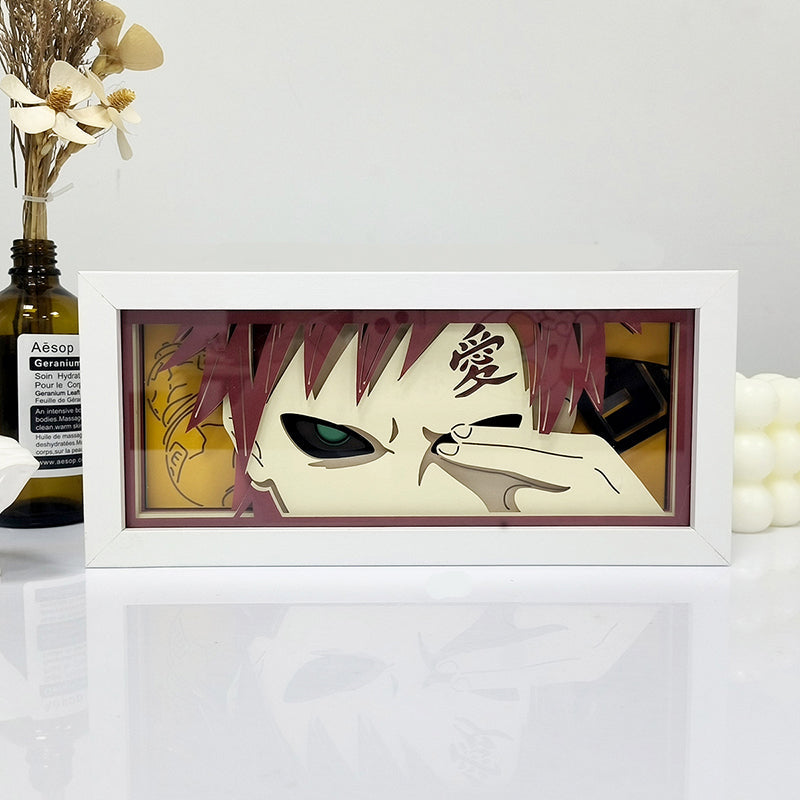 Gaara Anime Light Box Special Edition featuring detailed artwork illuminated by LED lighting, ideal for anime room decor and fans of Naruto | My Anime Light Box