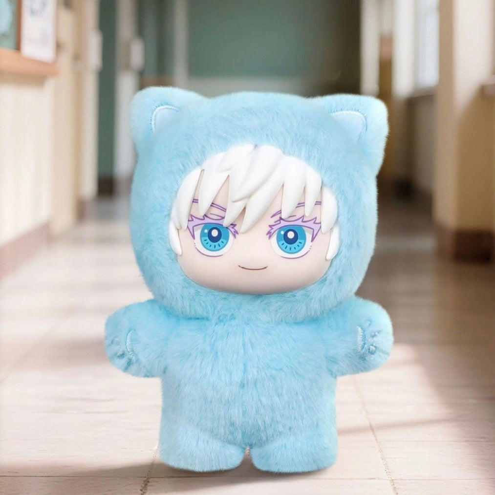 Peluche à oreilles de chat bleu Gojo Satoru de Jujutsu Kaisen, adorable peluche anime pour collectionneurs