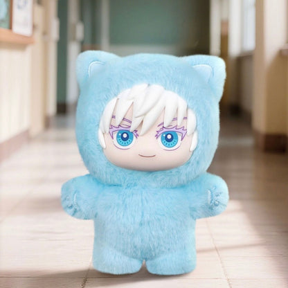 Peluche à oreilles de chat bleu Gojo Satoru de Jujutsu Kaisen, adorable peluche anime pour collectionneurs