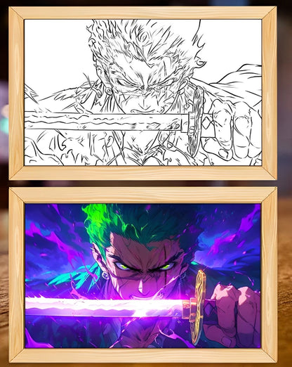 One Piece Zoro Three-Sword Serpent Light Frame | My Anime Light Box