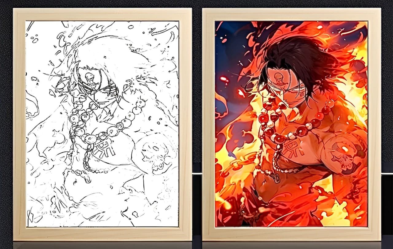 One Piece Ace Fire Fist Light Frame | My Anime Light Box