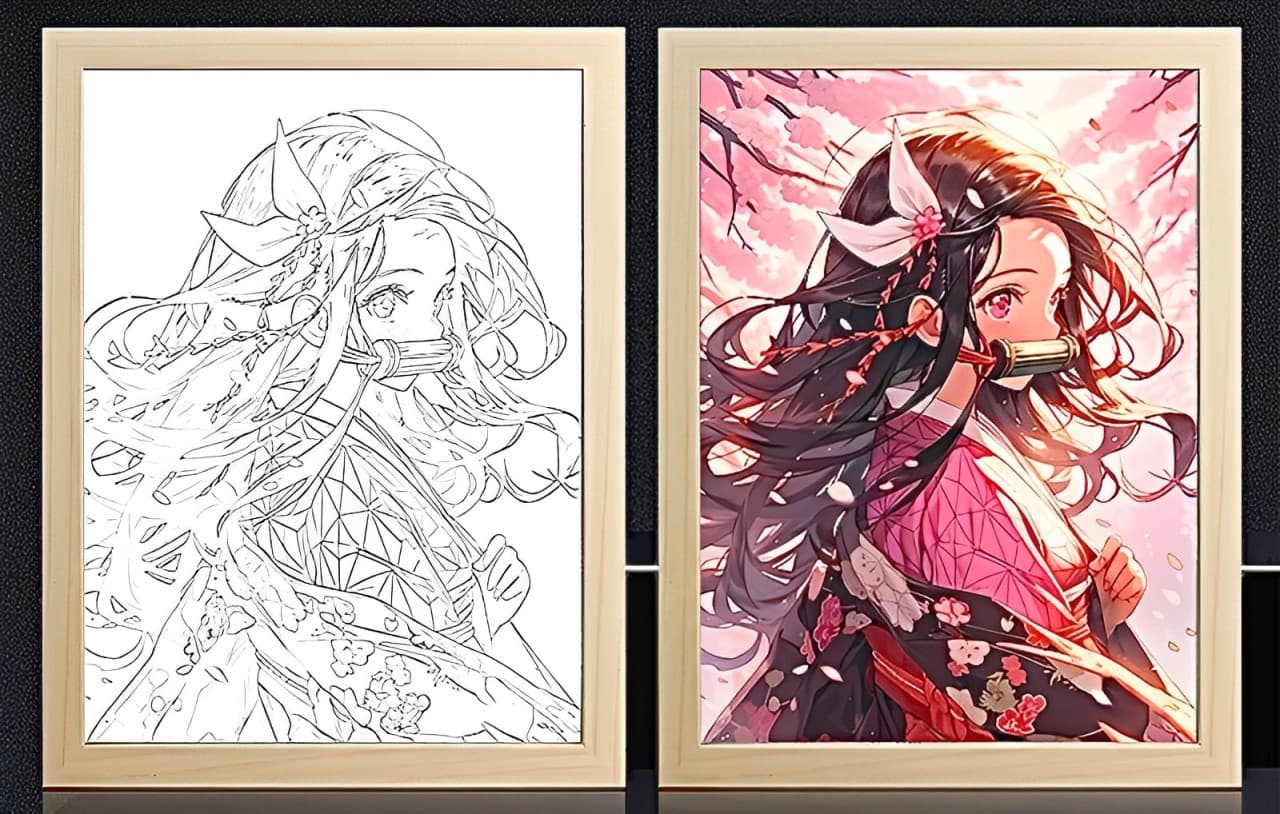 Demon Slayer Nezuko Anime Light Frame Decor