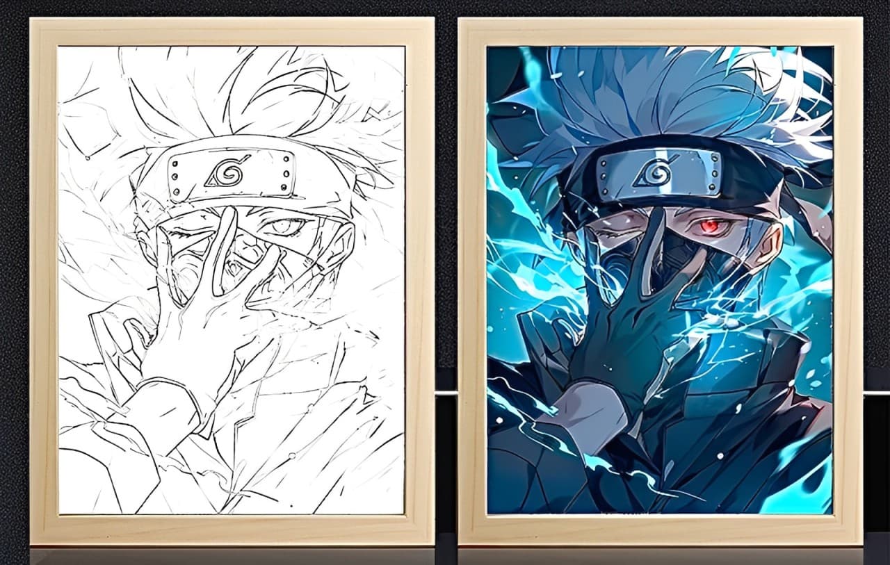 Naruto Kakashi Raikiri Anime Light Frame Decor