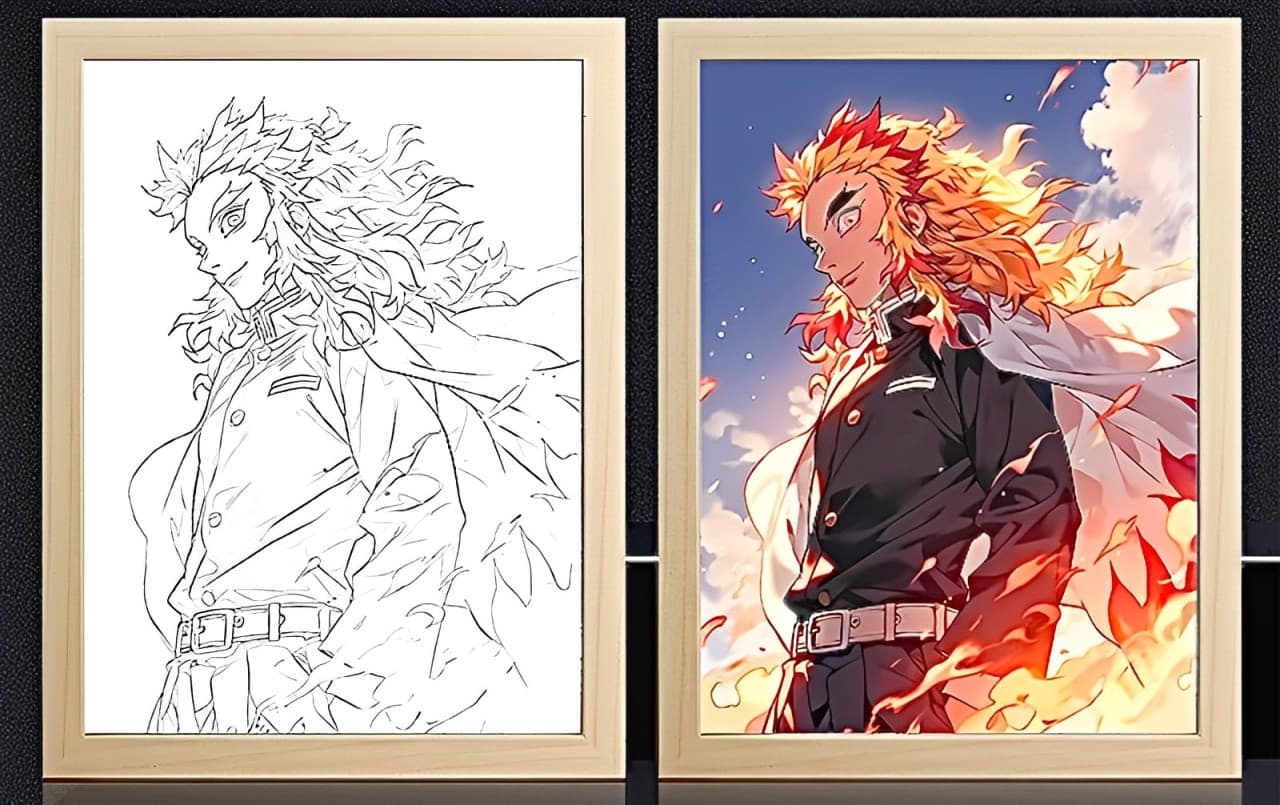 Demon Slayer Rengoku Anime Light Frame Decor