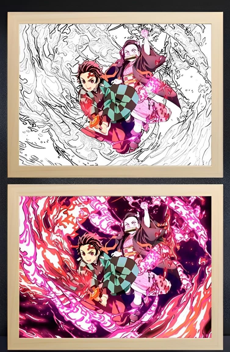 Demon Slayer Tanjiro & Nezuko Light Frame | My Anime Light Box