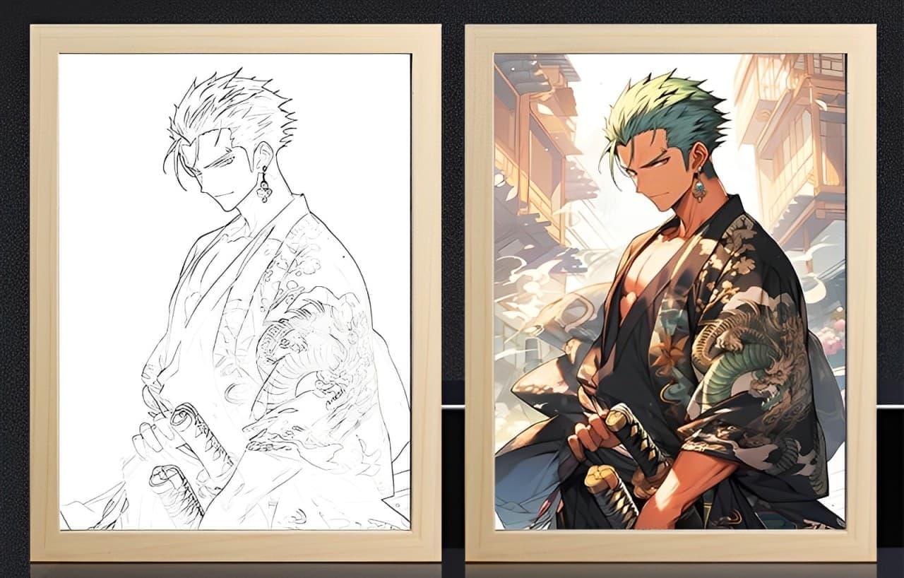 One Piece Zoro Kimono Light Frame | My Anime Light Box