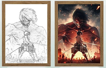 Attack On Titan Mikasa vs Eren Anime Light Frame