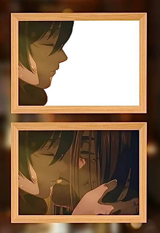 Attack On Titan Mikasa & Eren Kiss Anime Light Frame