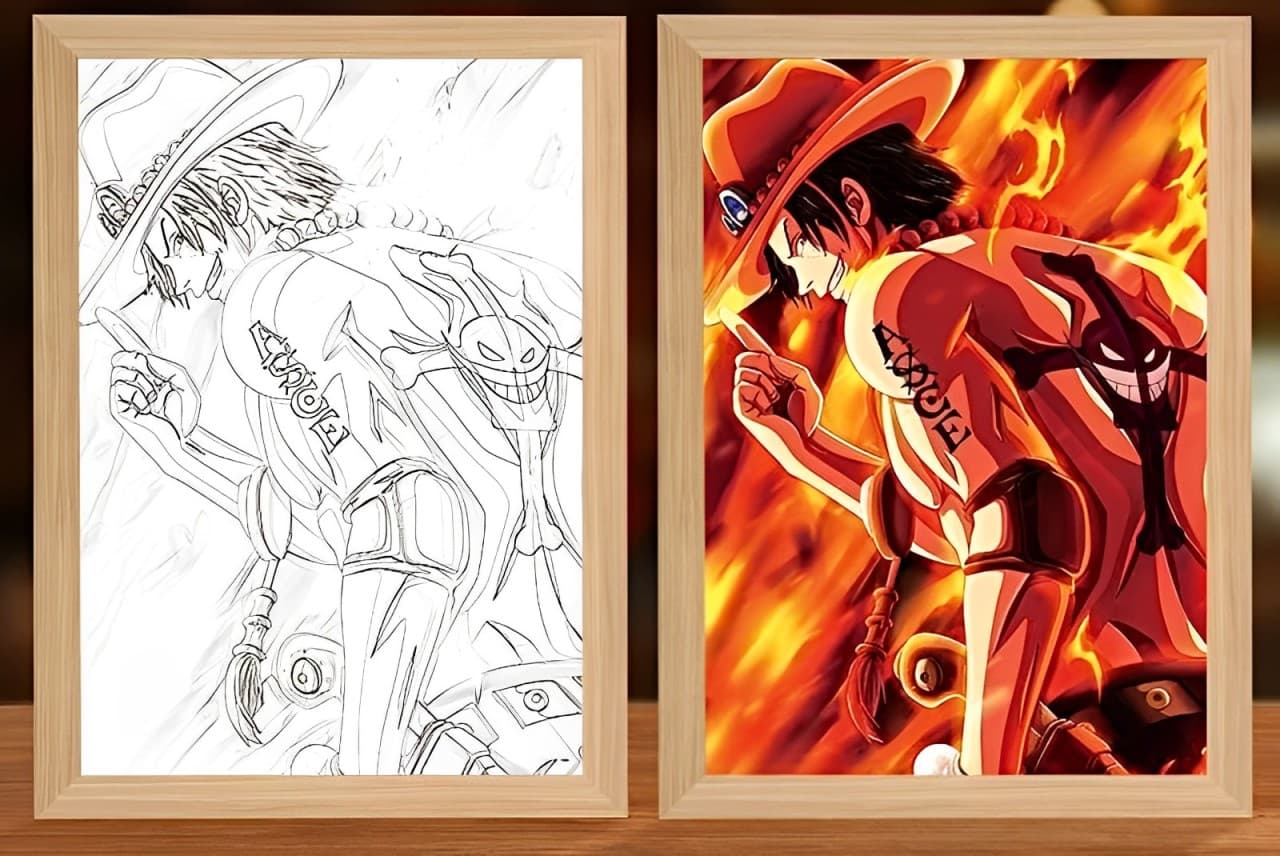 One Piece Ace Fire Pillar Anime Light Frame