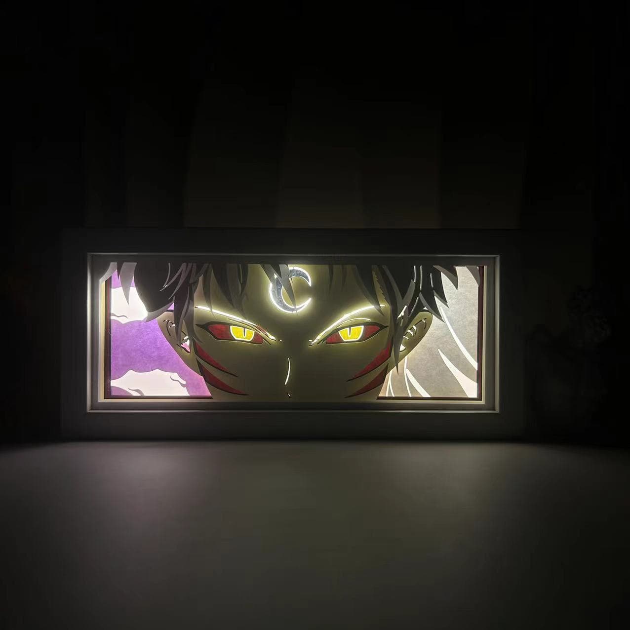 Inuyasha Sesshomaru Anime Light Box by MyanimelightBox, brilhando em quarto escuro, iluminação dramática
