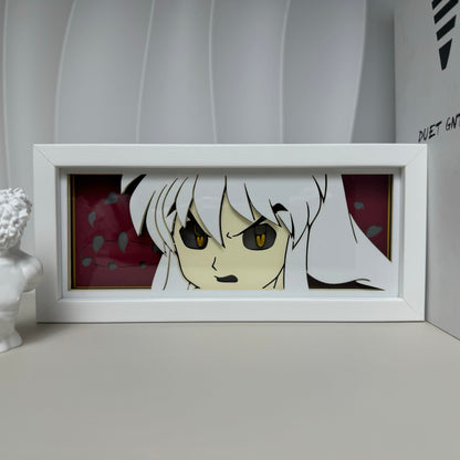 Inuyasha Anime Light Box oleh Myanimelightbox, dipaparkan, dalam bingkai putih dengan latar belakang hiasan