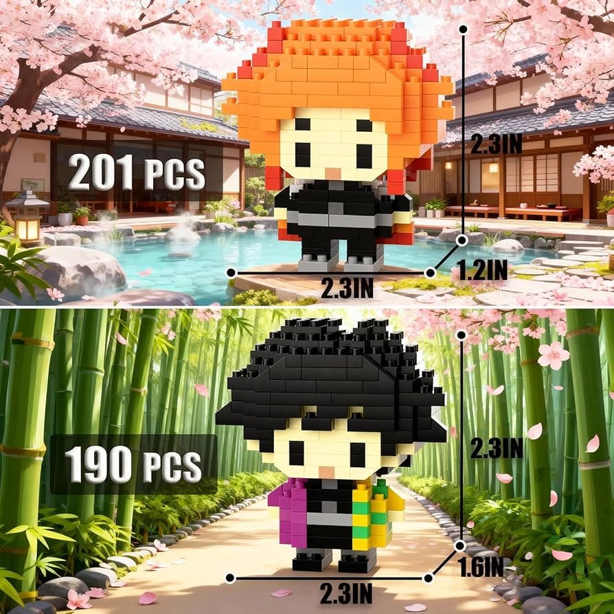 Zenitsu inspired anime mini block building figure with dimensions