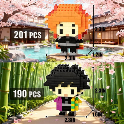 Zenitsu inspired anime mini block building figure with dimensions
