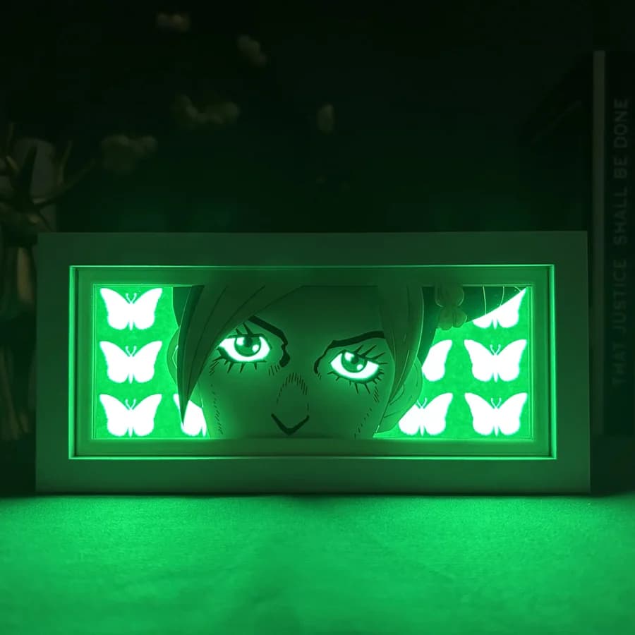 مغامرة Jojo&#39;s Bizarre Adventure Jolyne Anime Light Box من Myanimelightbox ، متوهجة في غرفة مظلمة ، إضاءة مثيرة