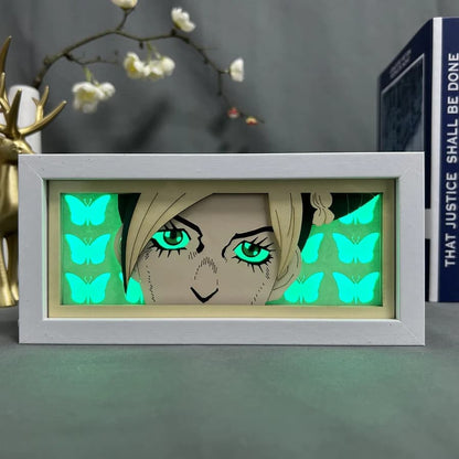 Petualangan JoJo&#39;s Bizarre Jolyne Anime Light Box by Myanimelightbox, dihidupkan dengan cahaya bilik ambien