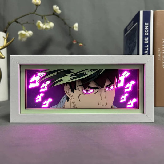 Kotak Lampu Anime Anime Anime Jojo&#39;s Bizarre Rohan oleh Myanimelightbox, dihidupkan dengan cahaya bilik ambien
