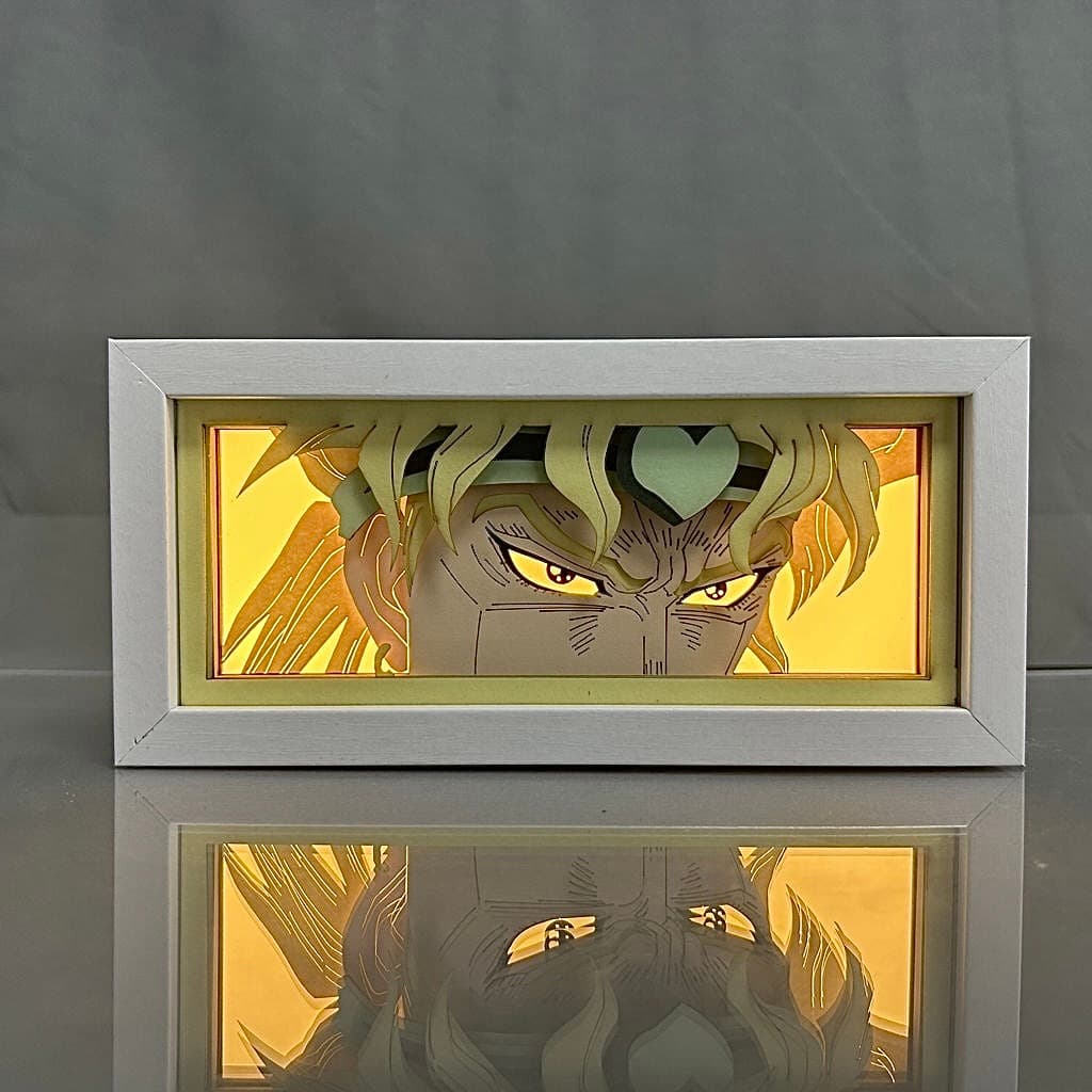JoJo Bizarre Adventure Dio Brando Anime Light Box yang bersinar dengan cahaya, lampu bilik kelihatan, oleh MyAnimelightBox