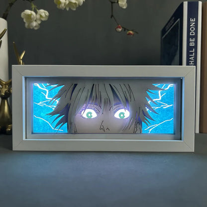 Jujutsu Kaisen Gojo Six Eyes Anime Light Box zářící se světlem, viditelnými světly pokoje, myanimelightbox