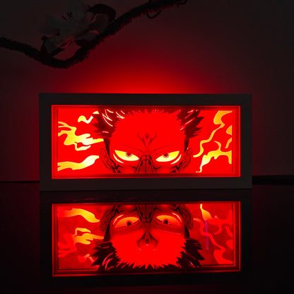 Jujutsu Kaisen Sukuna Red Anime Light Box oleh Myanimelightbox, bercahaya di bilik gelap, pencahayaan dramatik
