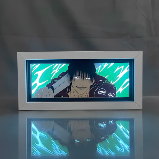 Jujutsu kaisen toji fushiguro anime light box bercahaya dengan cahaya, lampu bilik kelihatan, oleh myanimelightbox