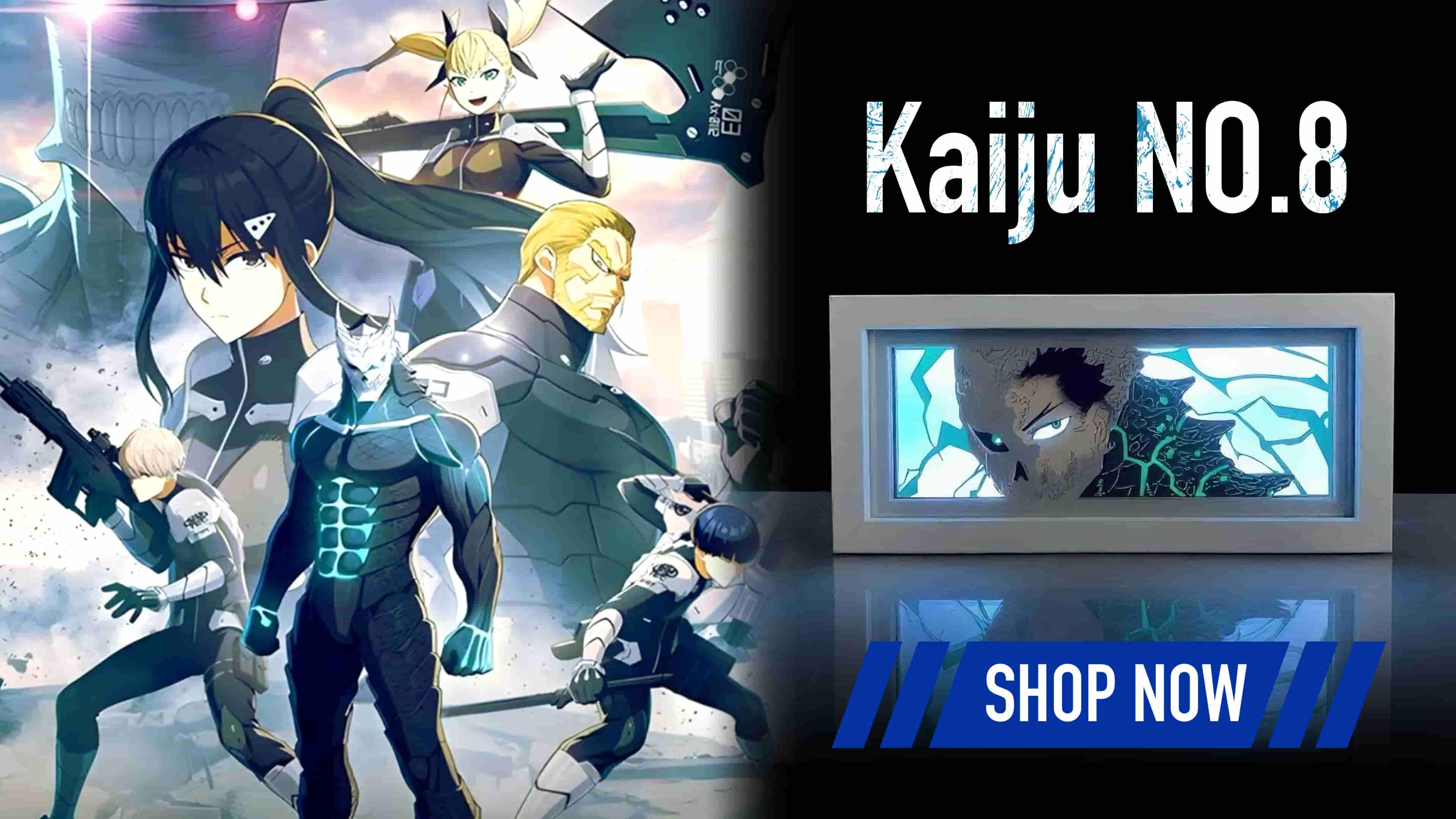 'Kaiju NO.8' with animated characters featuring in anime light box 