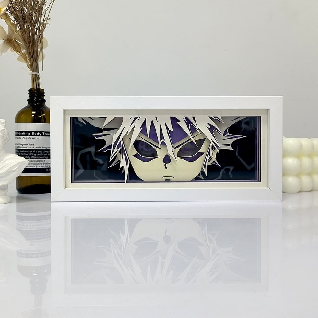 Killua God Speed ​​Anime Light Box by MyanImelightBox, exibir, em quadro branco com fundo decorativo