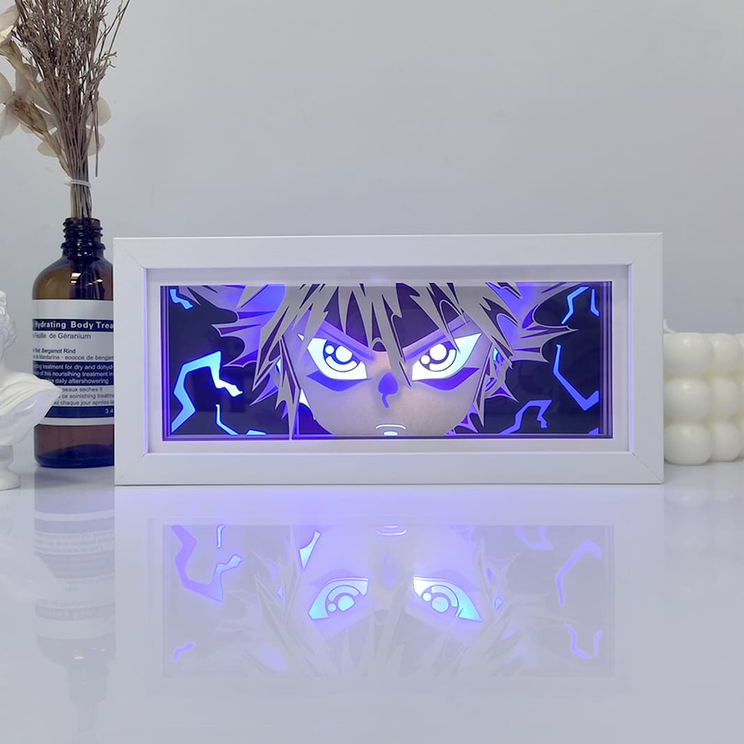 Killua God Speed ​​Anime Light Box by MyanimelightBox, ligado com luz da sala ambiente
