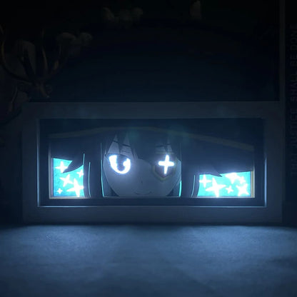 Kotak Cahaya Anime Konosuba Megumin oleh Myanimelightbox, bercahaya di bilik gelap, pencahayaan dramatik