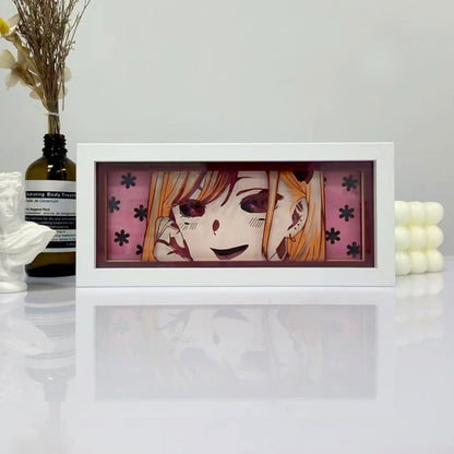 Kurikami Marin Kitagawa Anime Light Box oleh Myanimelightbox, dipaparkan, dalam bingkai putih dengan latar belakang hiasan
