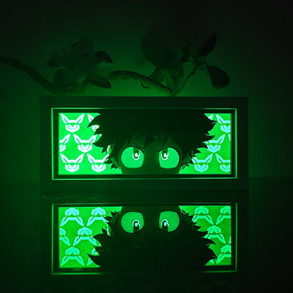 Kotak cahaya anime akademik wira saya oleh myanimelightbox, bercahaya di bilik gelap, pencahayaan dramatik
