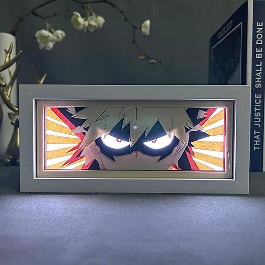 Academia wira saya Katsuki Bakugo Anime Light Box bercahaya dengan cahaya, lampu bilik kelihatan, oleh myanimelightbox