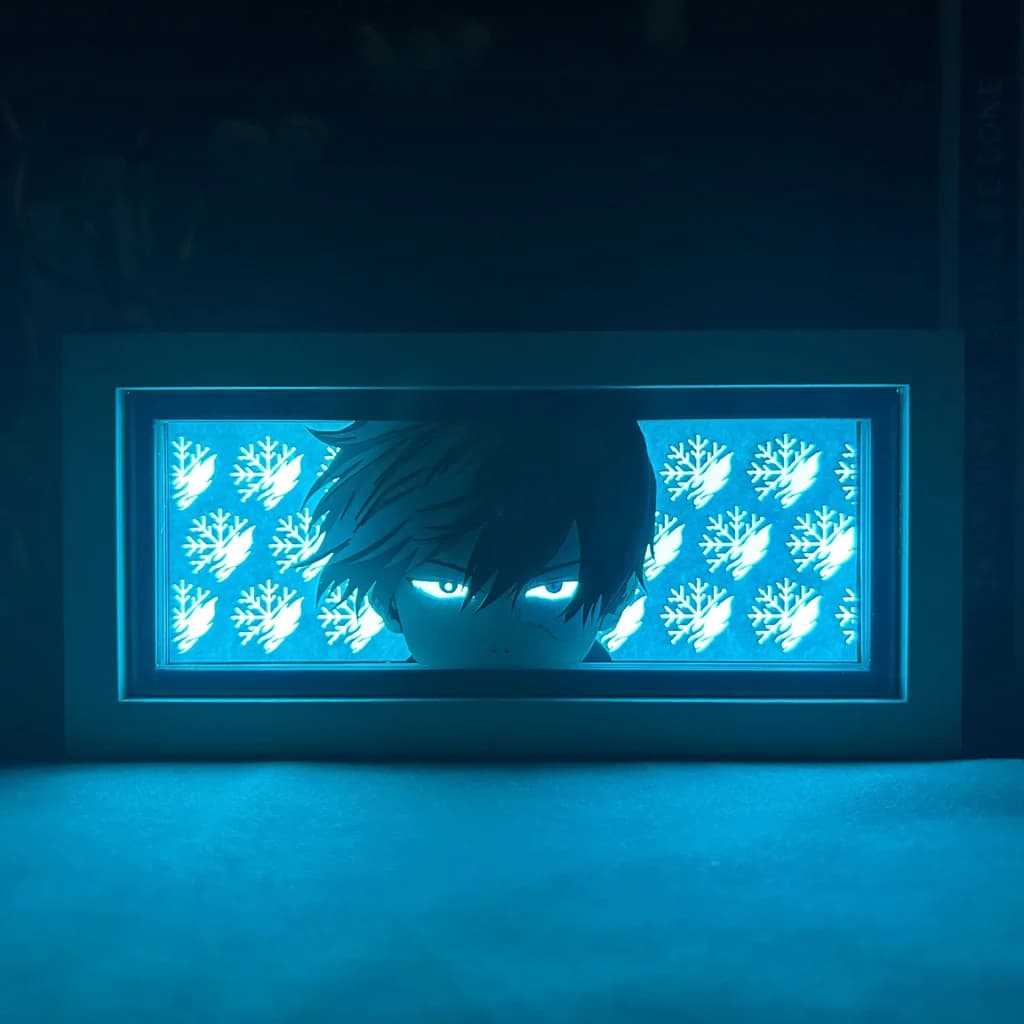 My Hero Academia Todoroki Anime Light Box od Myanimelightbox, zářící v temné místnosti, dramatické osvětlení

