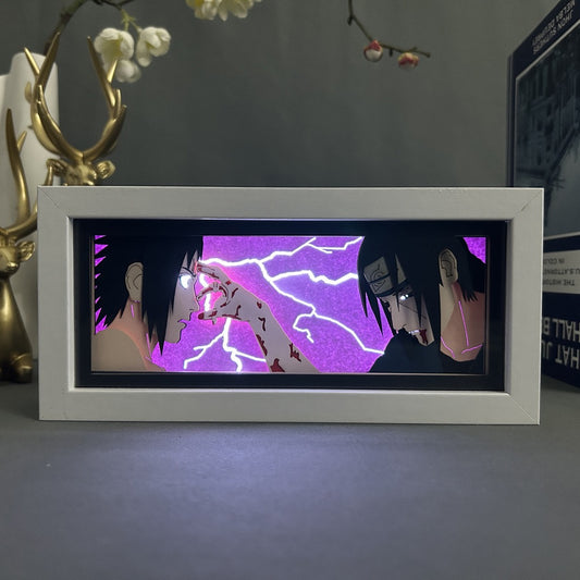 Naruto Itachi X Sasuke Anime Light Box bercahaya dengan cahaya, lampu bilik kelihatan, oleh Myanimelightbox
