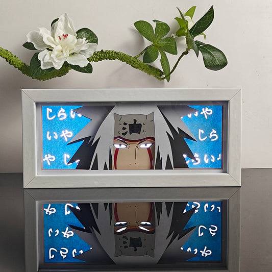 Kotak cahaya anime Naruto Jiraiya oleh Myanimelightbox, dihidupkan dengan cahaya bilik ambien