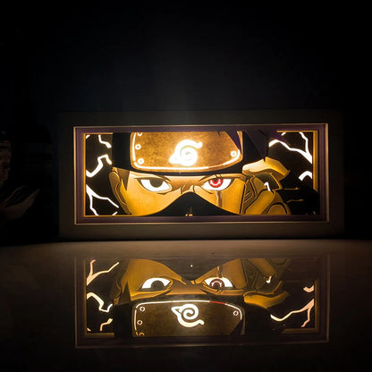 Naruto Kakashi Genjutsu Anime Light Box by MyanimelightBox, brilhando em quarto escuro, iluminação dramática
