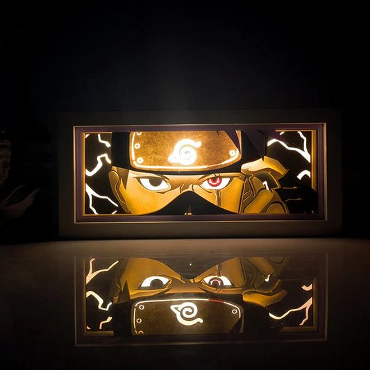 Naruto Kakashi Genjutsu Anime Light Box oleh Myanimelightbox, bercahaya di bilik gelap, pencahayaan dramatik
