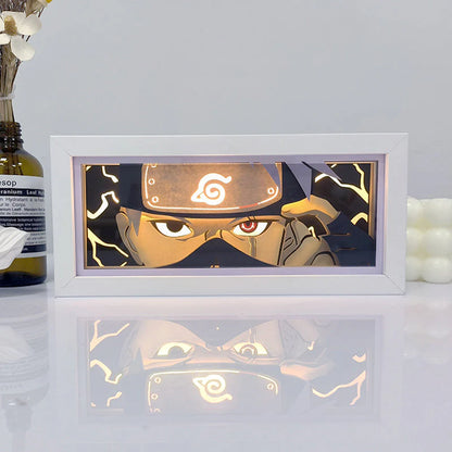 Naruto Kakashi Genjutsu Anime Caixa de luz brilhando com luz acesa, luzes da sala visível, por MyanImelightBox