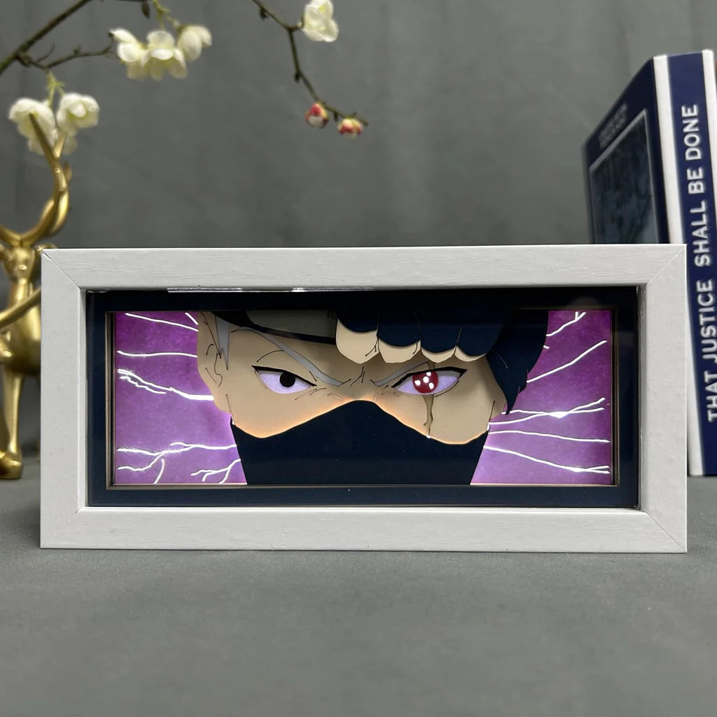 Naruto Kakashi Anime Light Box gloeiend met licht aan, kamerlichten zichtbaar, door MyanimelightBox